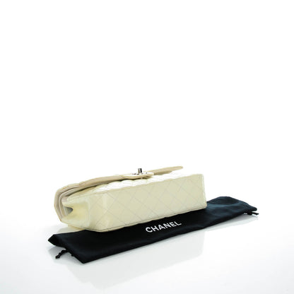 Chanel Distressed Patent Quilted Medium Double Flap Ivory 4 of 8