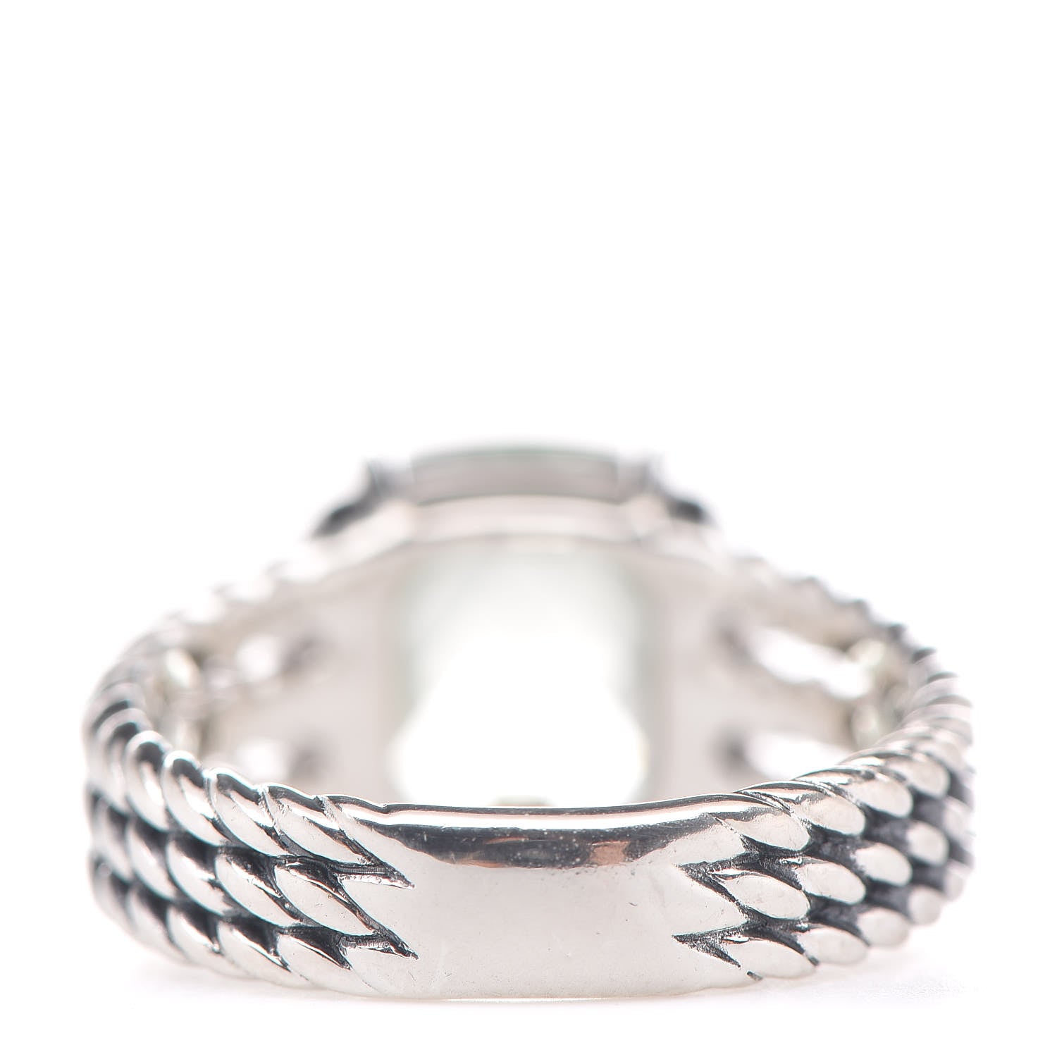 David Yurman Sterling Silver Diamond Prasiolite 10mm Petite Wheaton Ring 50 5.5 4 of 5