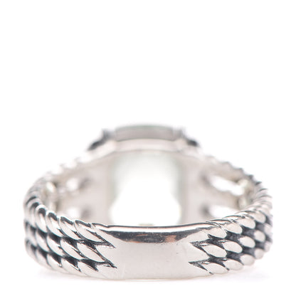 David Yurman Sterling Silver Diamond Prasiolite 10mm Petite Wheaton Ring 50 5.5 4 of 5