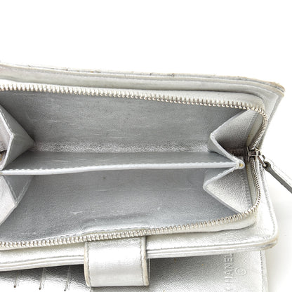 Chanel Metallic Lambskin Quilted Zipped Pocket Wallet Silver 6 of 21