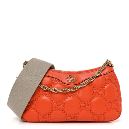 Gucci Calfskin GG Matelasse Chain Handbag Deep Orange Natural 1 of 10