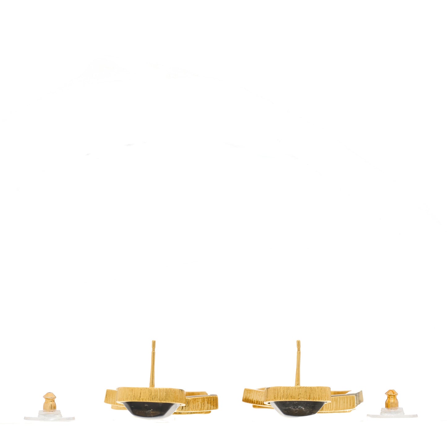 Metal Pearl CC Drop Clip On Earrings Gold Black