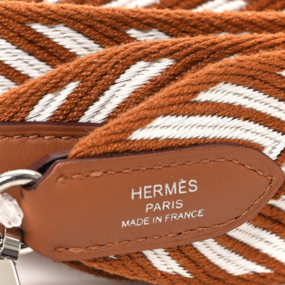 Hermes Toile Swift 50mm Sangle ZigZag Shoulder Strap Gold White 3 of 4