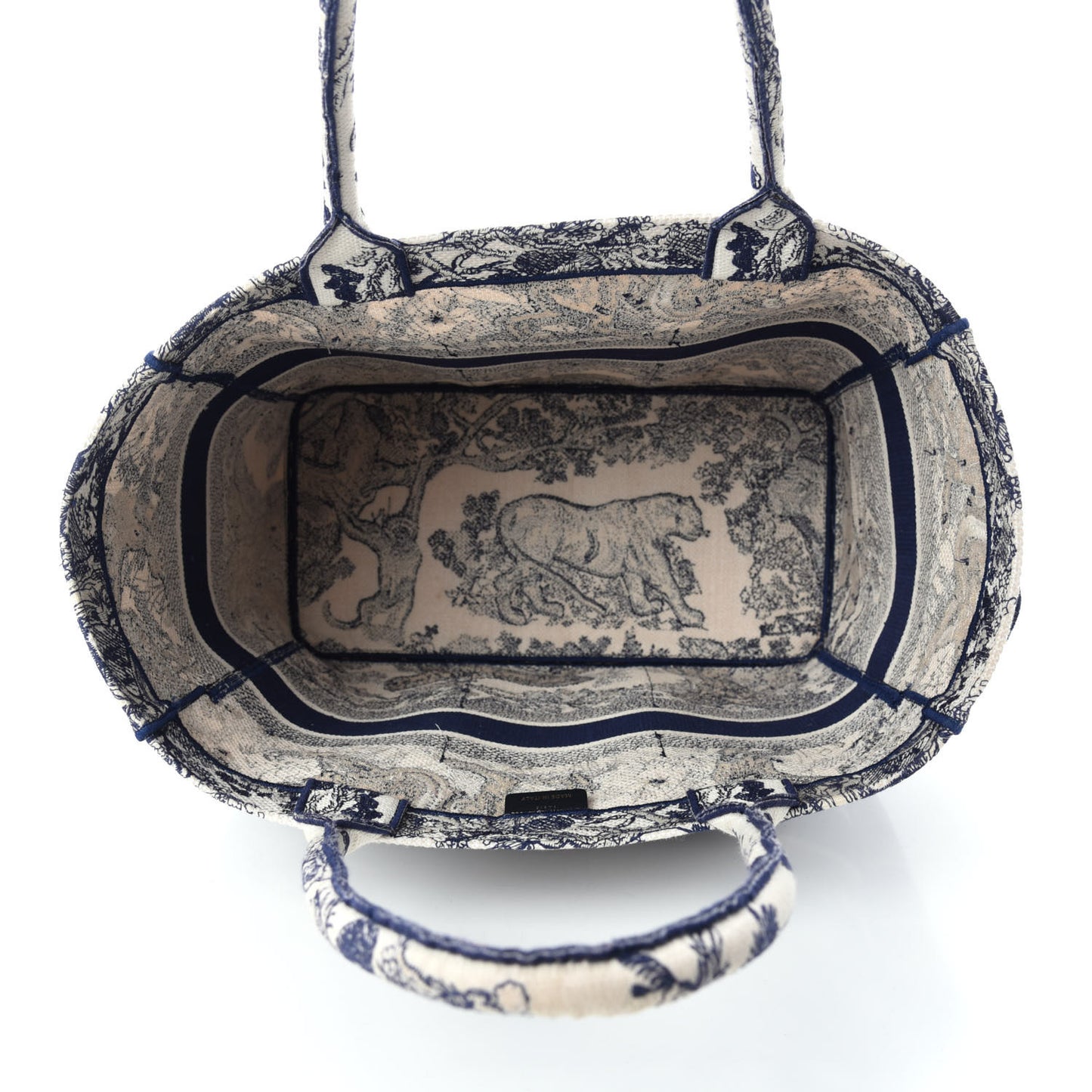 Canvas Embroidered Toile De Jouy Catherine Tote Blue