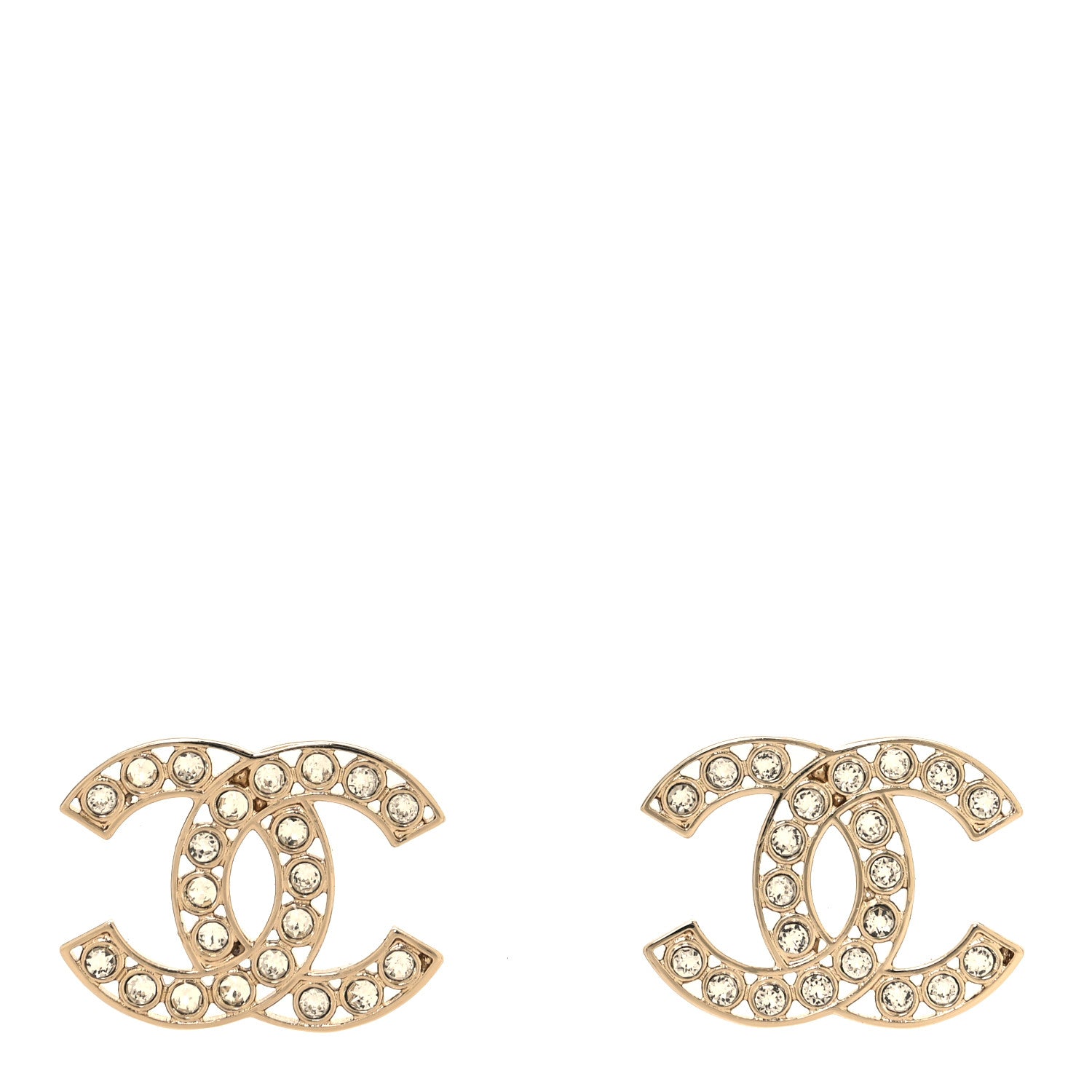 Chanel Large Strass Crystal CC Earrings Gold 1 of 5
