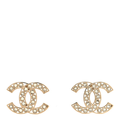 Chanel Large Strass Crystal CC Earrings Gold 1 of 5