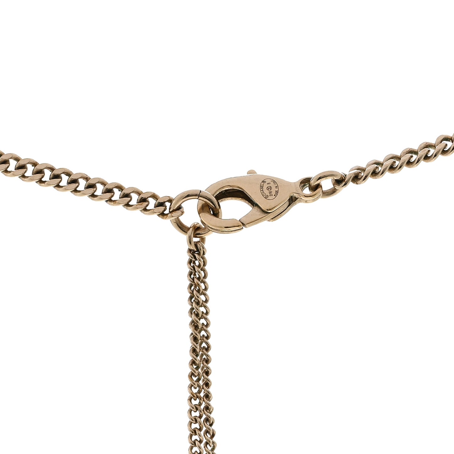 Chain CC Pearl Drop Necklace Gold