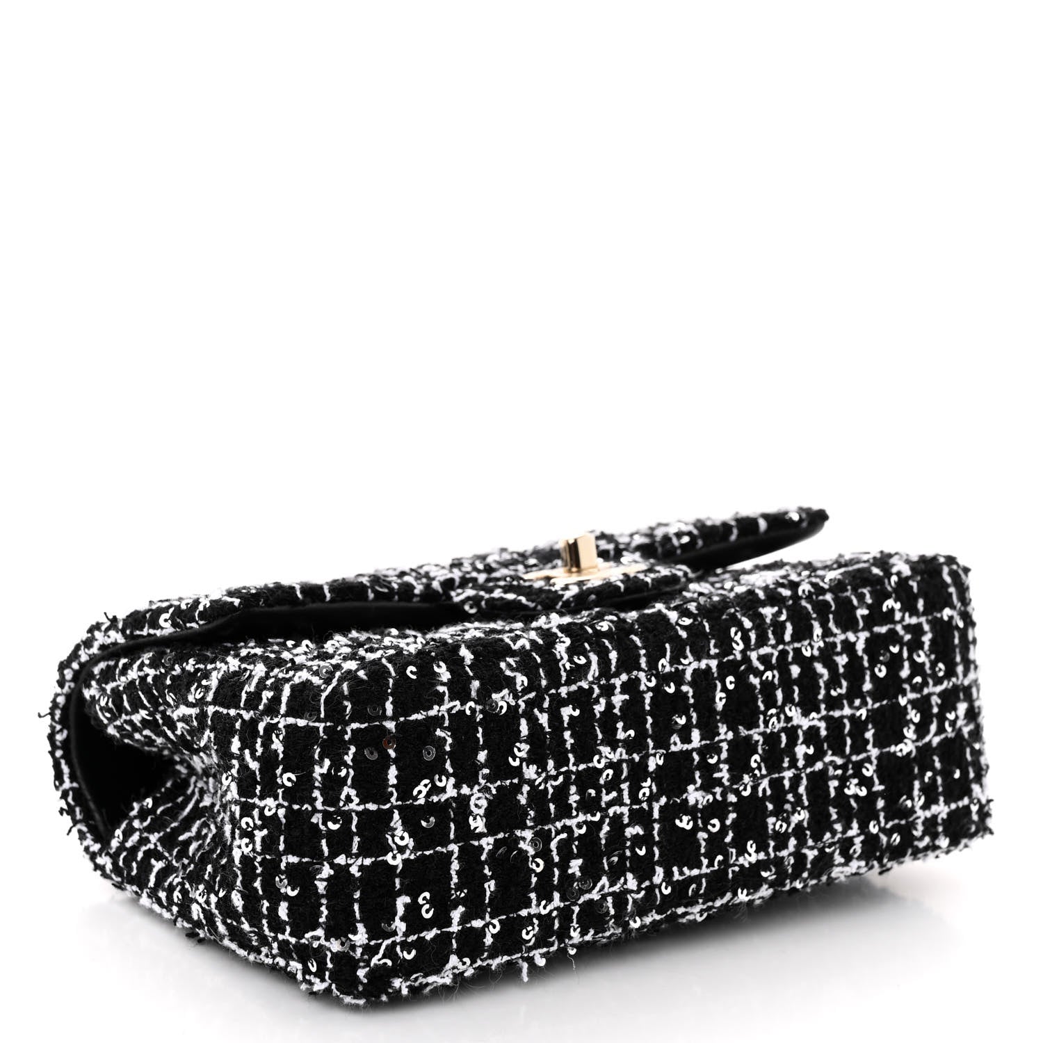 Chanel Tweed Quilted Mini Top Handle Rectangular Flap Black White 4 of 11