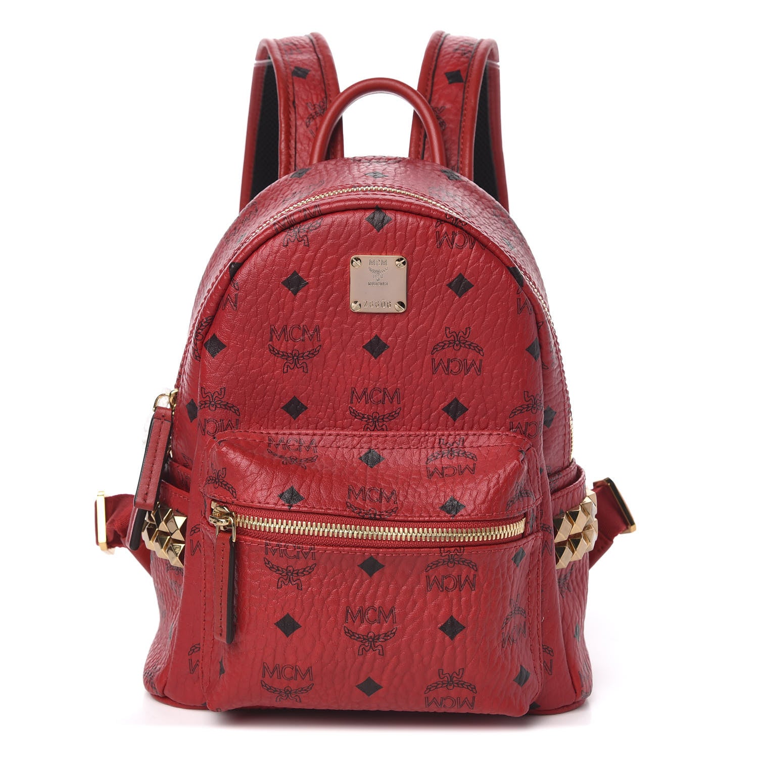 MCM Visetos Side Stud Mini Stark Backpack Ruby Red 1 of 8