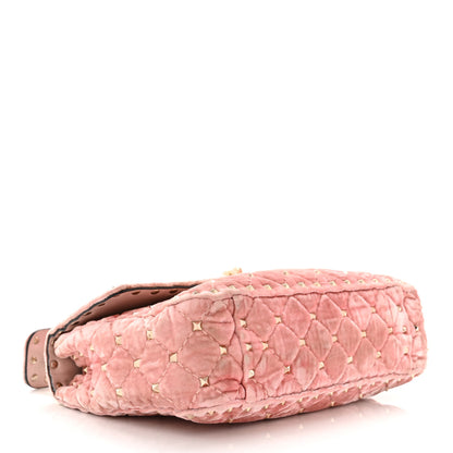 Valentino Garavani Velvet Medium Rockstud Spike Shoulder Bag Water Rose 3 of 8