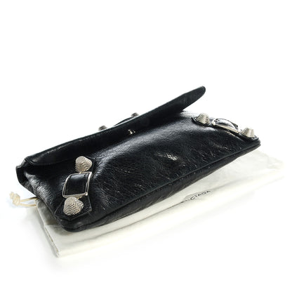 Balenciaga Agneau Giant 21 Silver Hardware Envelope Clutch Black 4 of 8