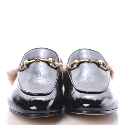 Gucci Patent Fur Womens Princetown Slippers 38.5 Black Natural 2 of 8