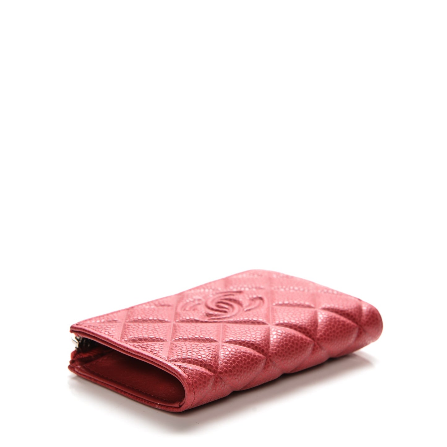 Caviar Quilted Diamond CC Key Holder Case Dark Pink