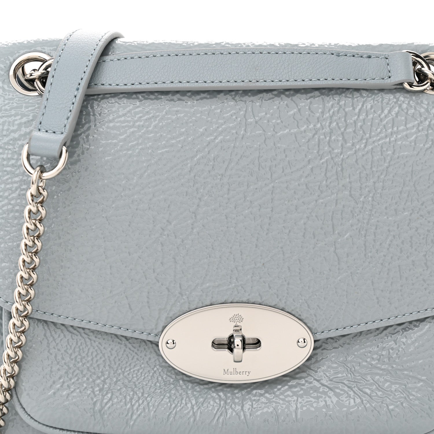 Mulberry Spongy Patent Calfskin Small Darley Shoulder Bag Cloud Blue 7 of 10