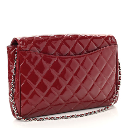 Chanel Patent Quilted Clutch With Chain Flap Red 3 of 11