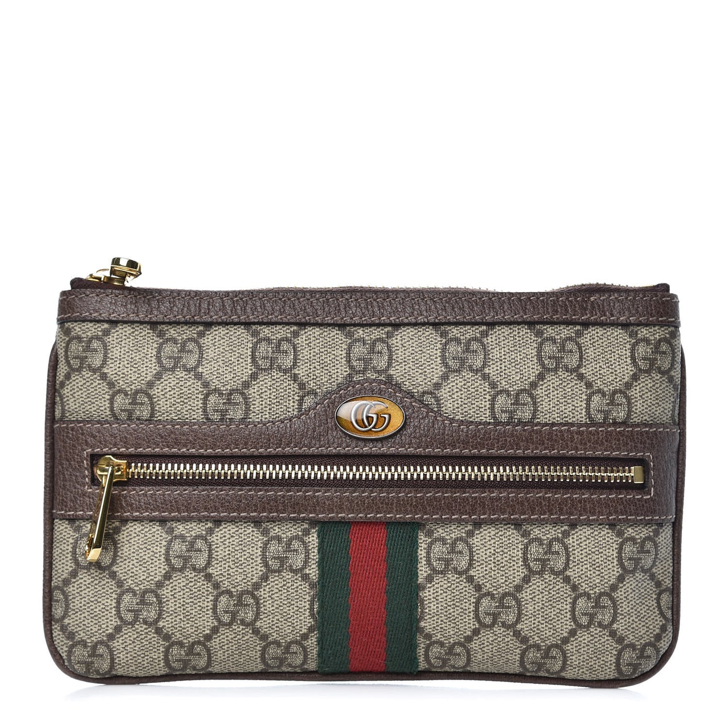 GG Supreme Monogram Web Small Ophidia Pouch Clutch Beige New Acero