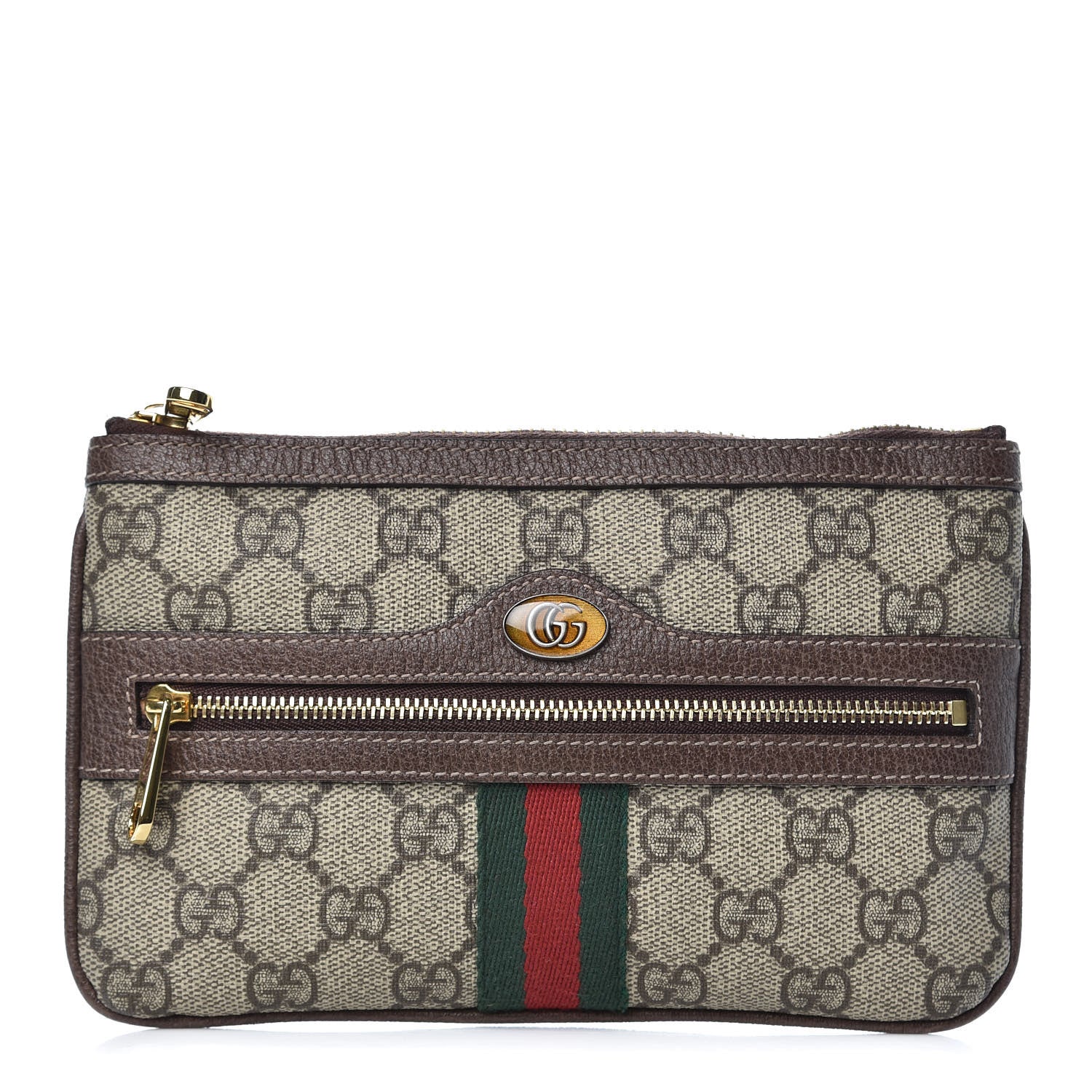Gucci GG Supreme Monogram Web Small Ophidia Pouch Clutch Beige New Acero 1 of 8