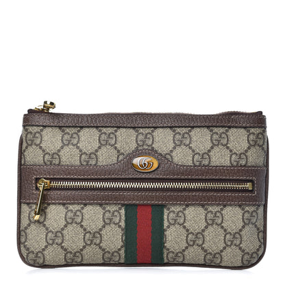 Gucci GG Supreme Monogram Web Small Ophidia Pouch Clutch Beige New Acero 1 of 8