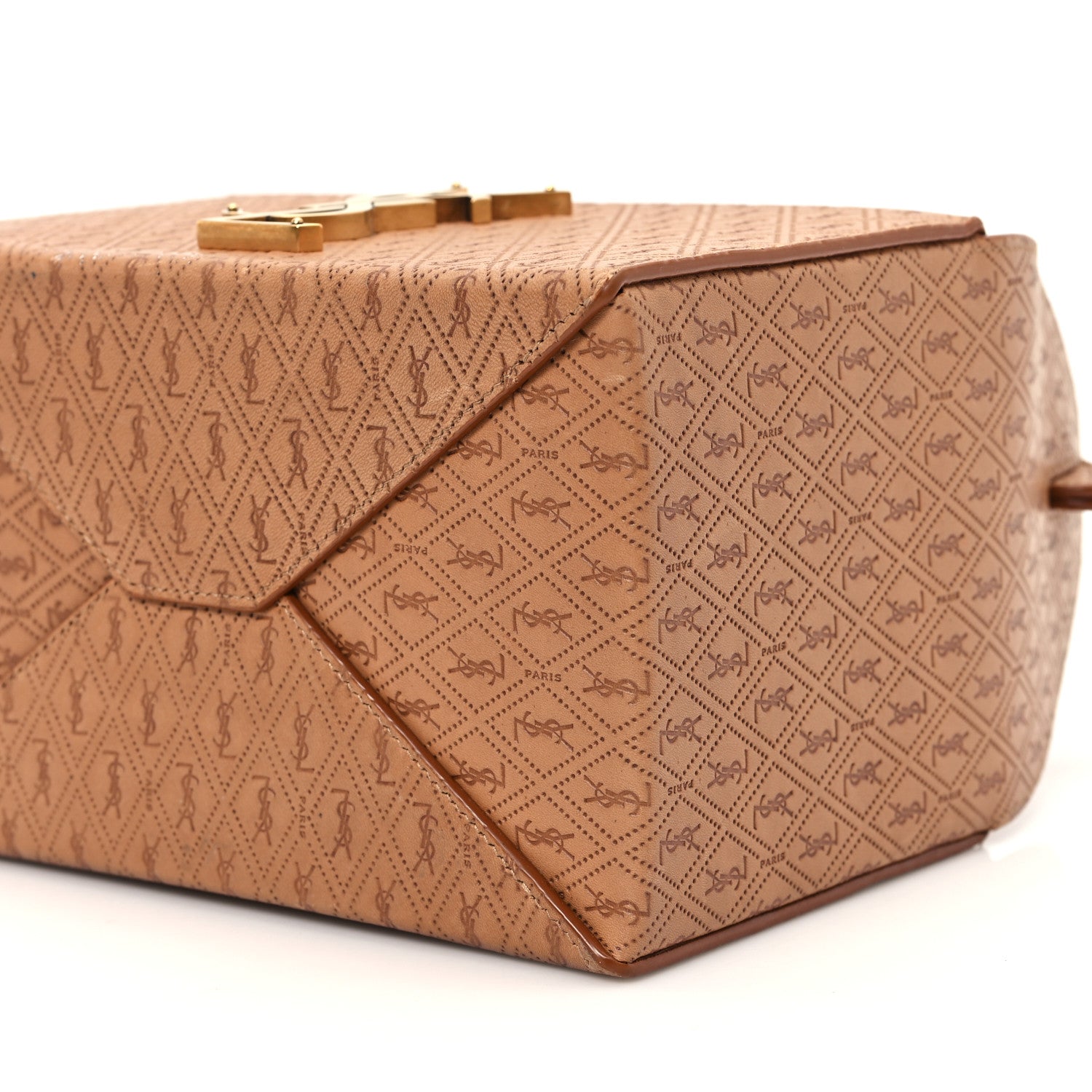 Saint Laurent Calfskin Monogram Take Away Box Dusty Vintage Brown Gold 10 of 11