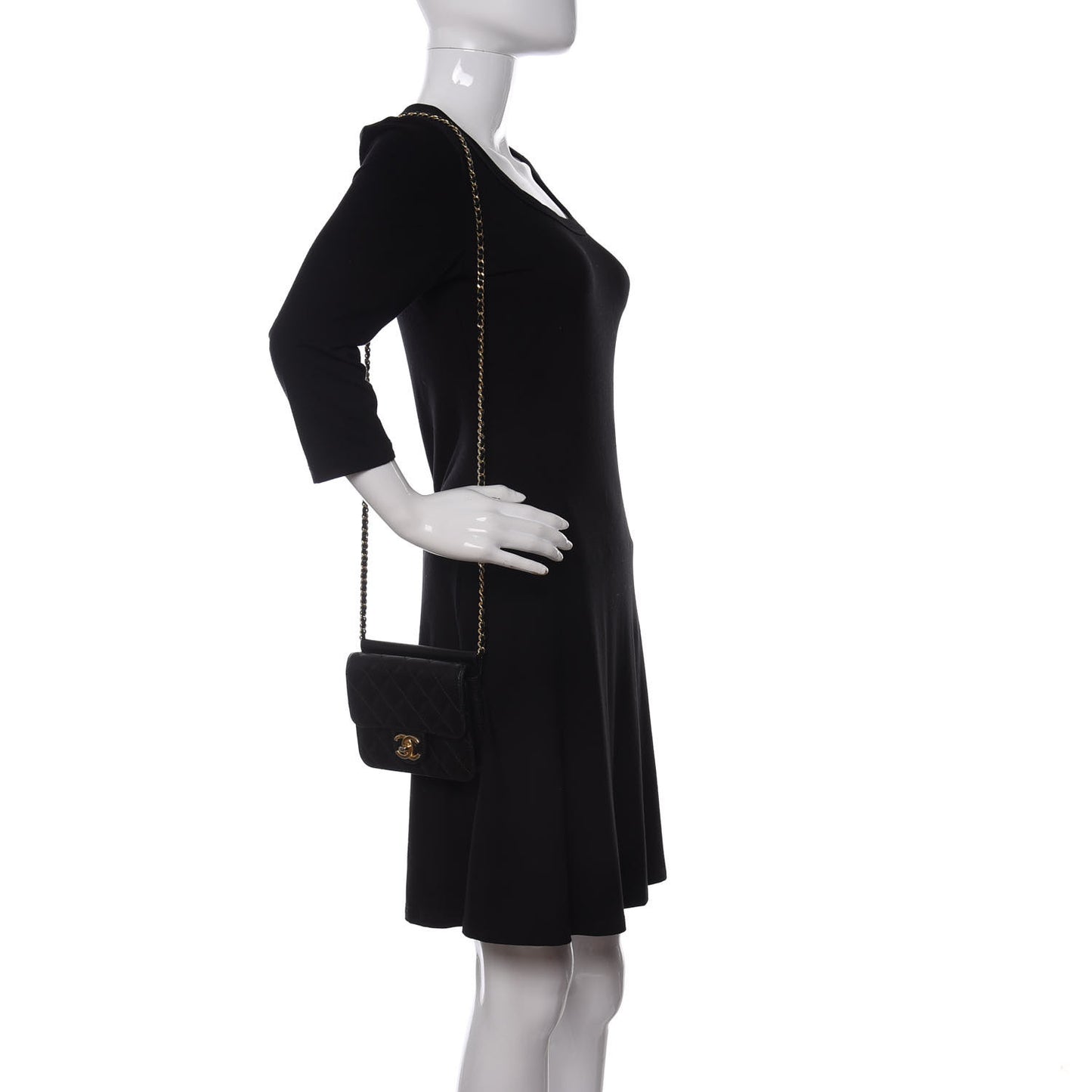 Lambskin Quilted Crossing Times Mini Flap Black