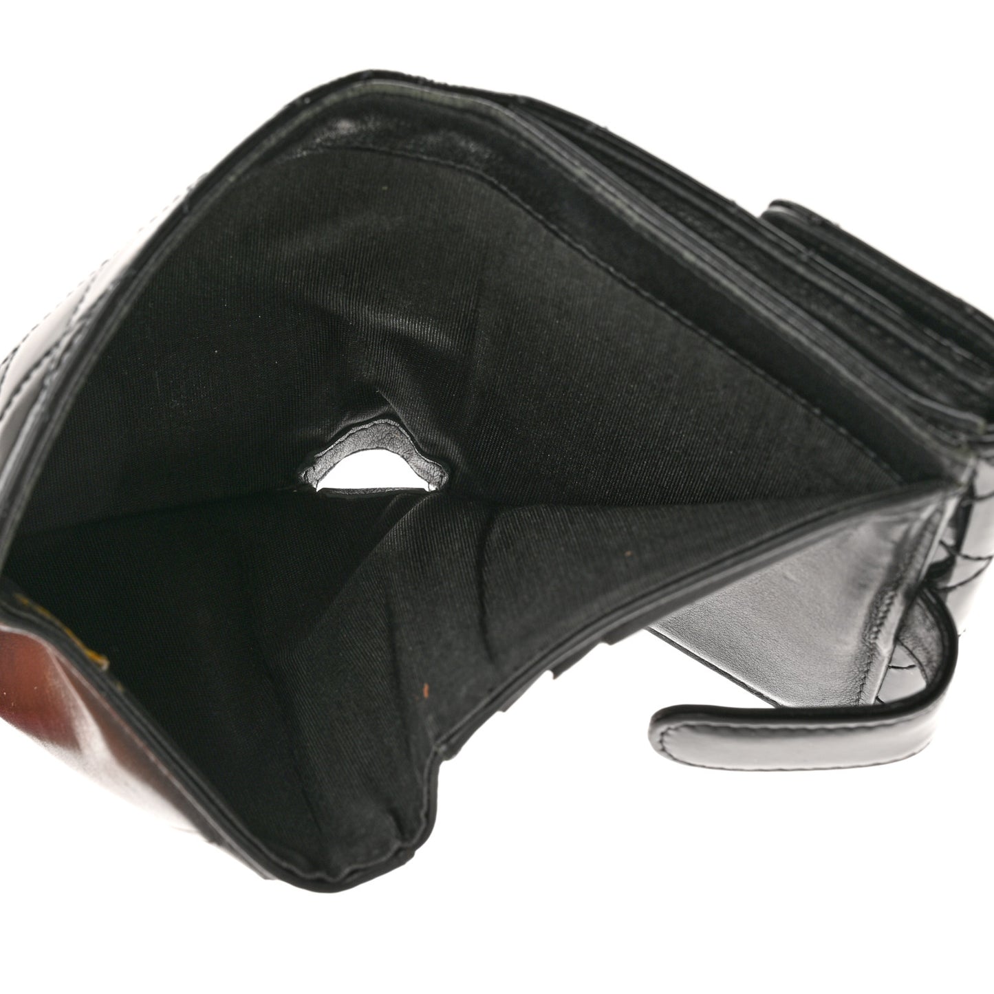 Patent Quilted Brilliant Compact Wallet Black