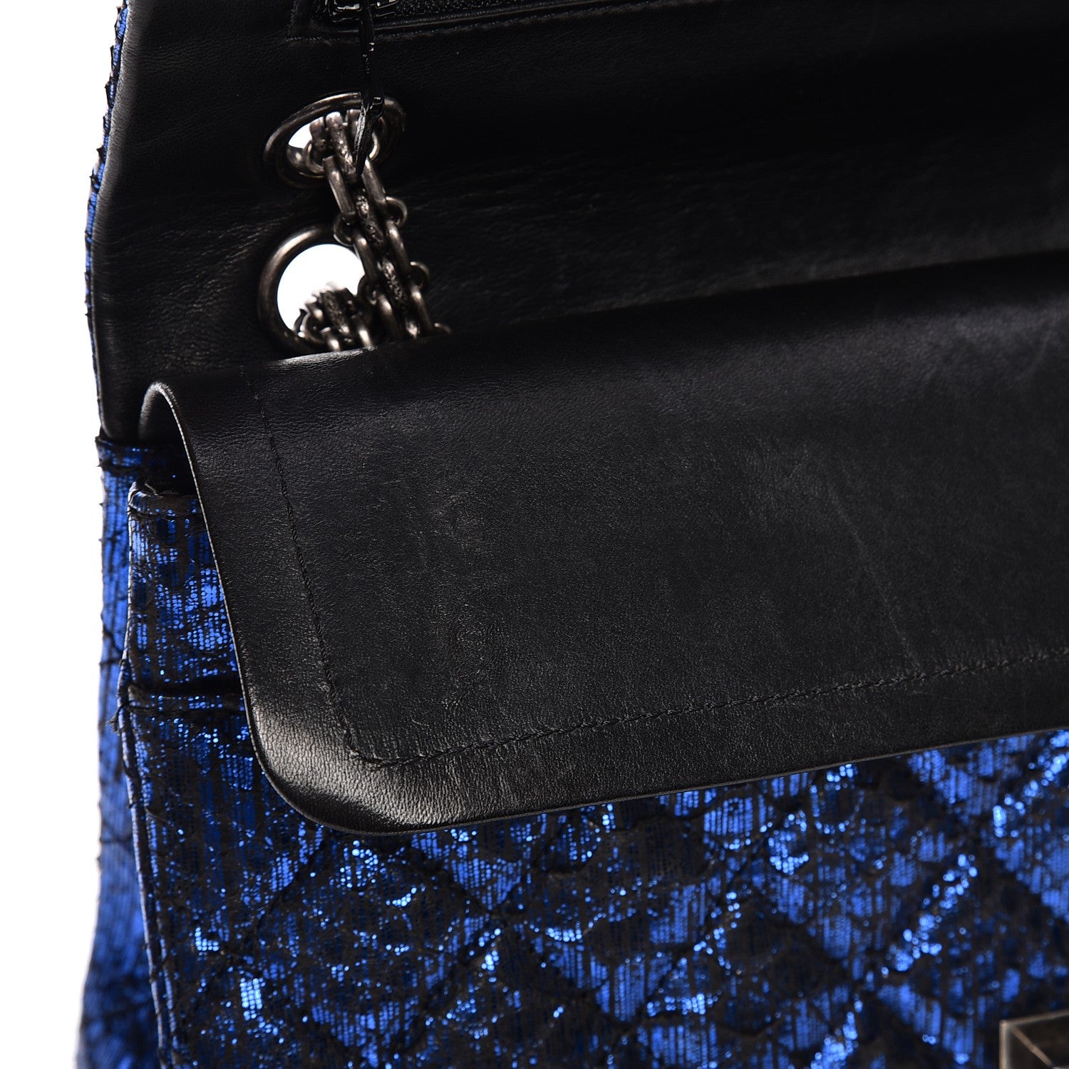 Chanel Metallic Python Quilted 2.55 Reissue 226 Flap Blue 9 of 15