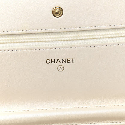 Chanel Pearly Lambskin Quilted Wallet On Chain WOC Light Beige 6 of 11
