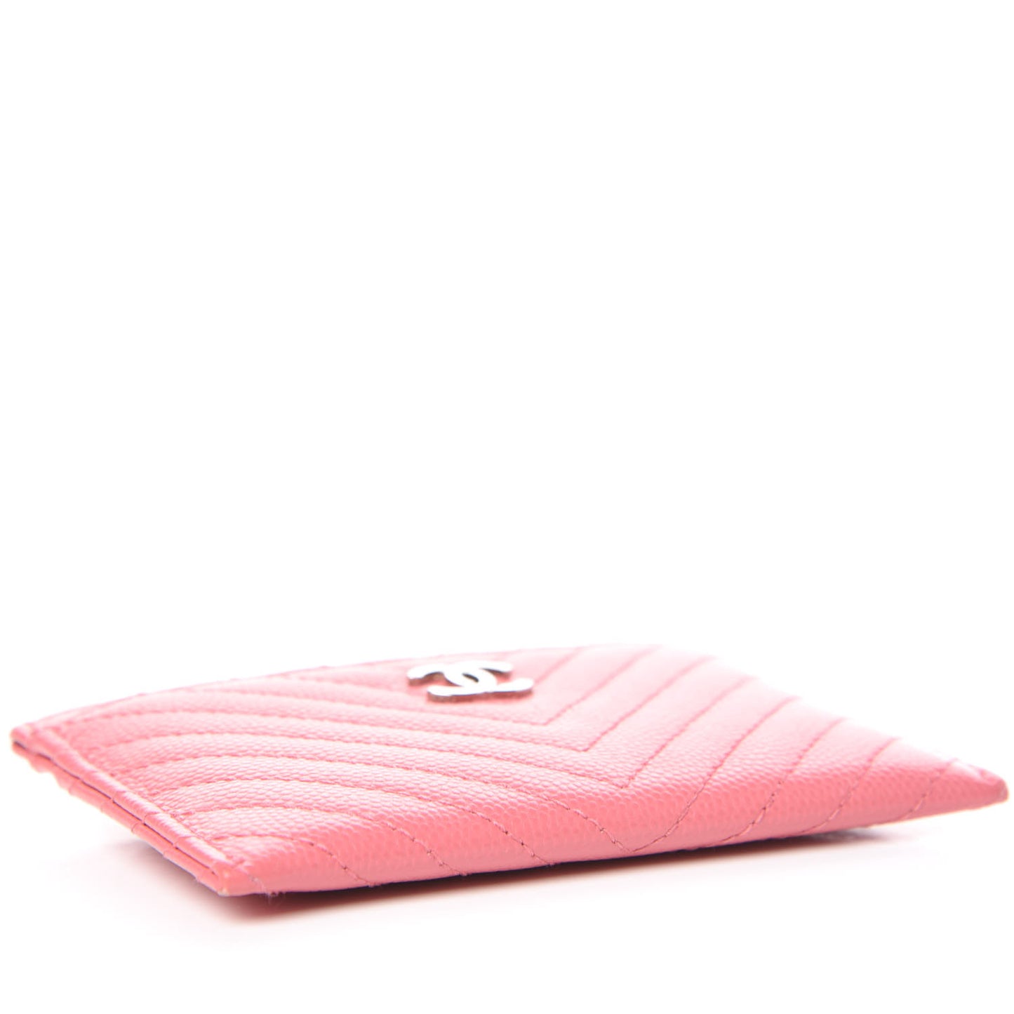Caviar Chevron Quilted Card Holder Pink