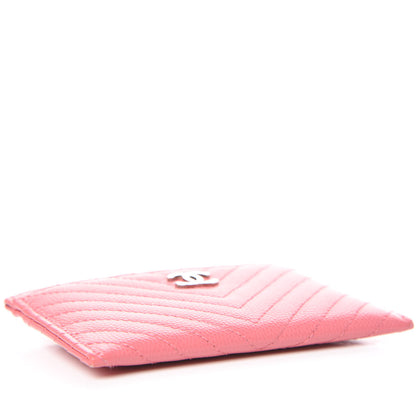 Chanel Caviar Chevron Quilted Card Holder Pink 4 of 11