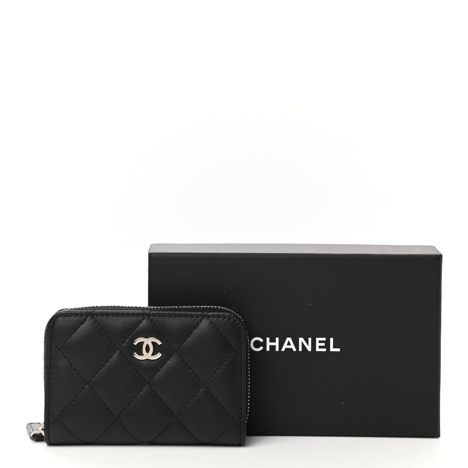 Chanel Lambskin Quilted Zip Coin Purse Black 8 of 8