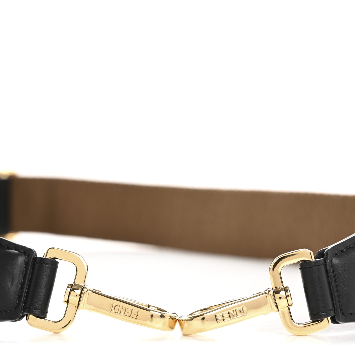 Ribbon Vitello Century FF 1974 Flat Studded Strap You Fango Marrone Ebano