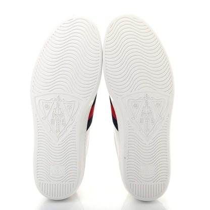 Gucci Calfskin Nappa Web LOVED Embroidered Mens Ace Sneakers 9 White Red Flame Notte 5 of 8