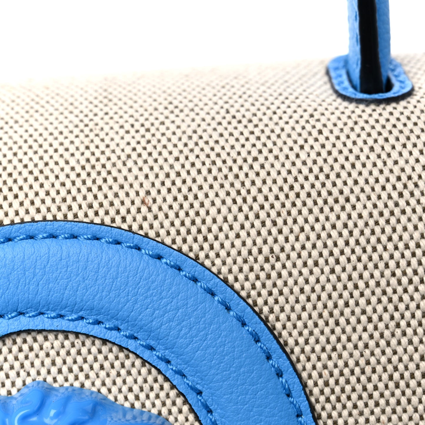 Grained Calfskin Canvas Medium La Medusa Chain Top Handle Handbag Rope Blue