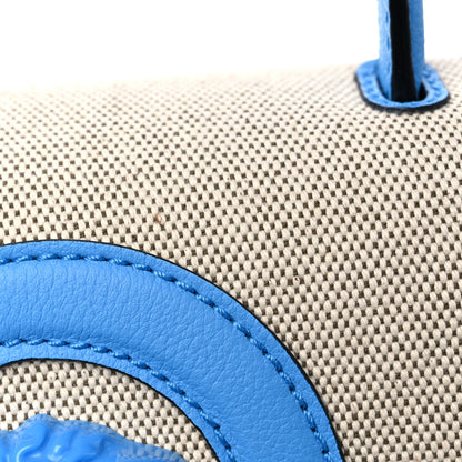 Versace Grained Calfskin Canvas Medium La Medusa Chain Top Handle Handbag Rope Blue 12 of 14