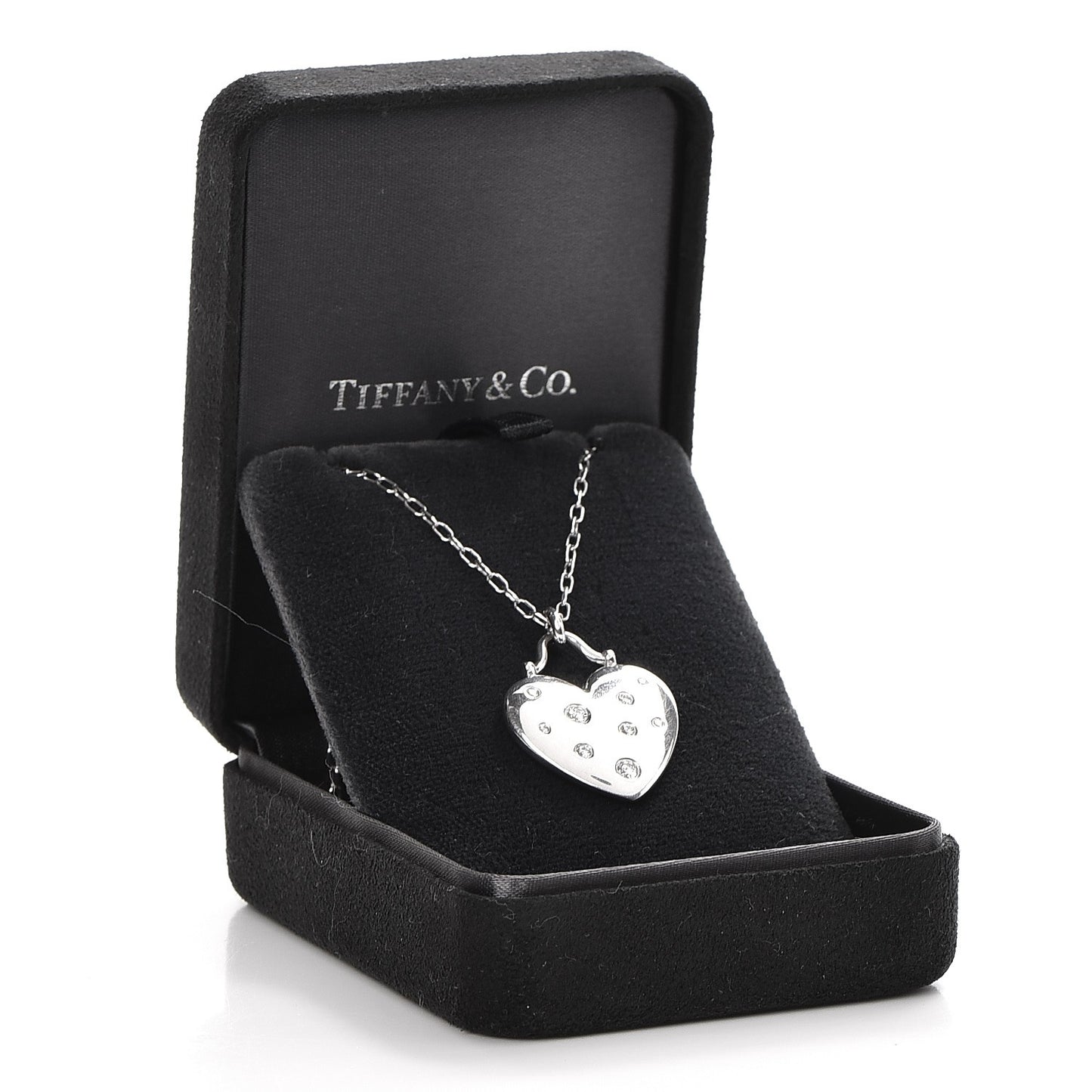 18K White Gold Diamond Etoile Heart Pendant Necklace