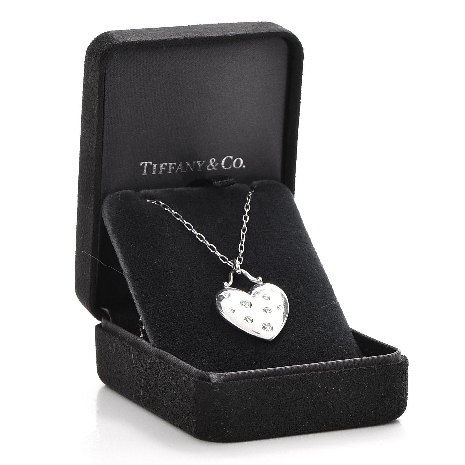 Tiffany 18K White Gold Diamond Etoile Heart Pendant Necklace 8 of 8