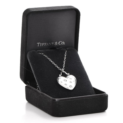 Tiffany 18K White Gold Diamond Etoile Heart Pendant Necklace 8 of 8