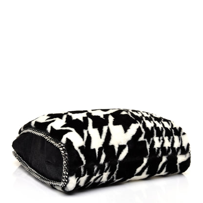 Stella McCartney Eco Fur Houndstooth Big Falabella Fold Over Tote Black White 4 of 10