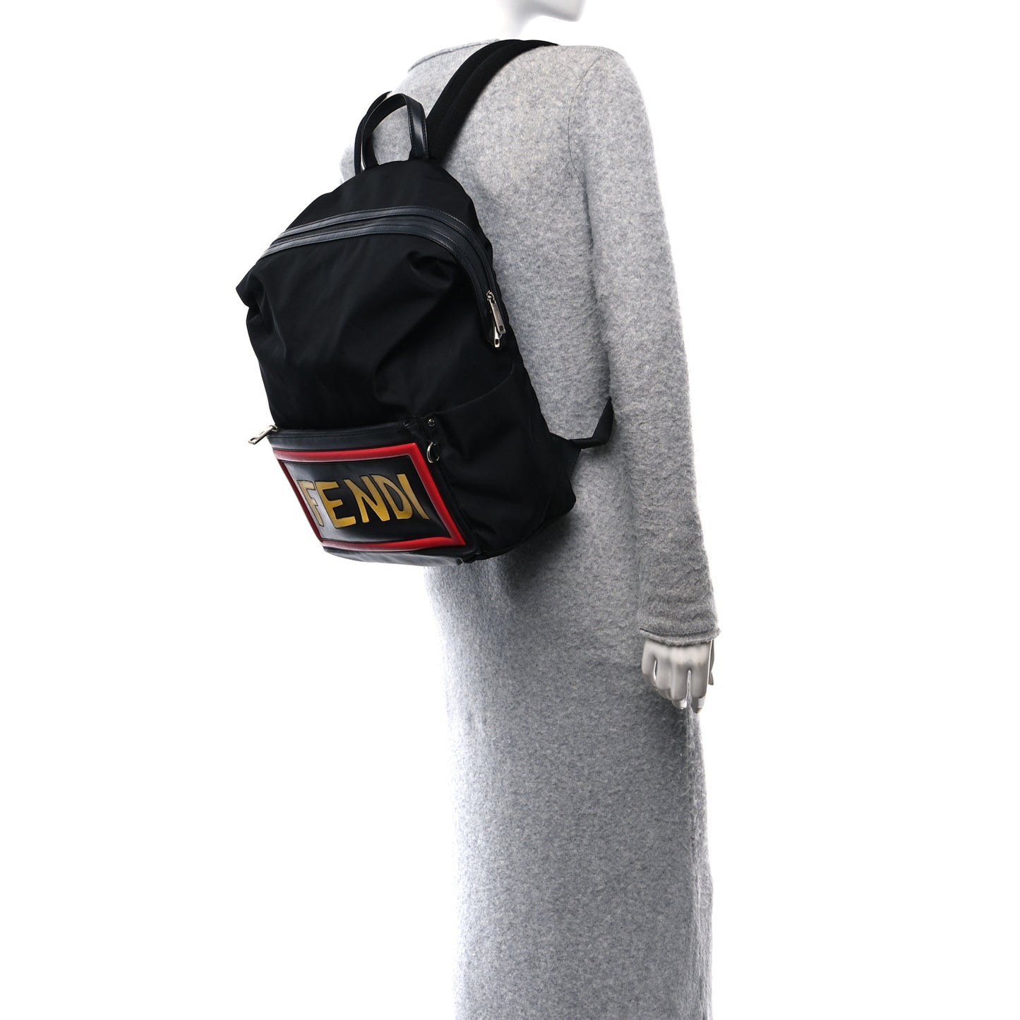 Nylon Vitello Century Logo Backpack Black