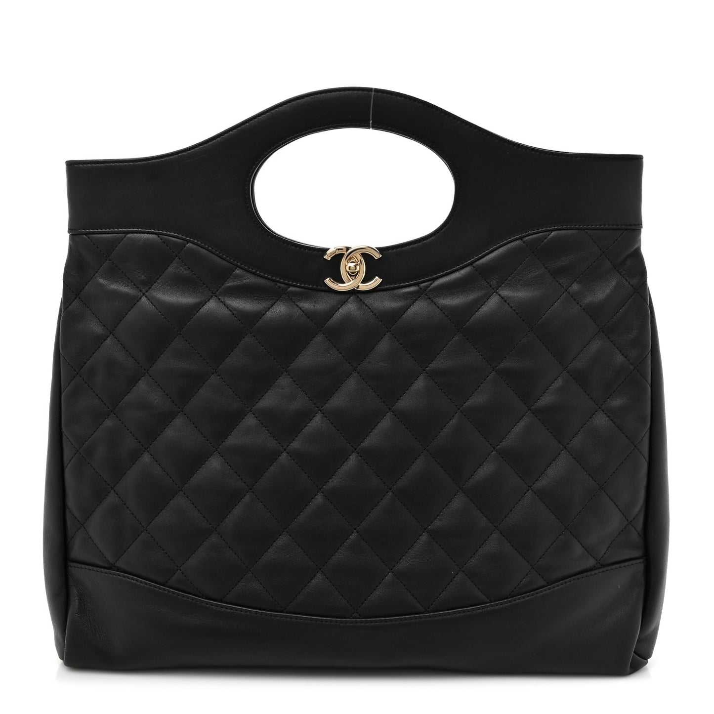Lambskin Quilted Large 31 Shopping Bag Black