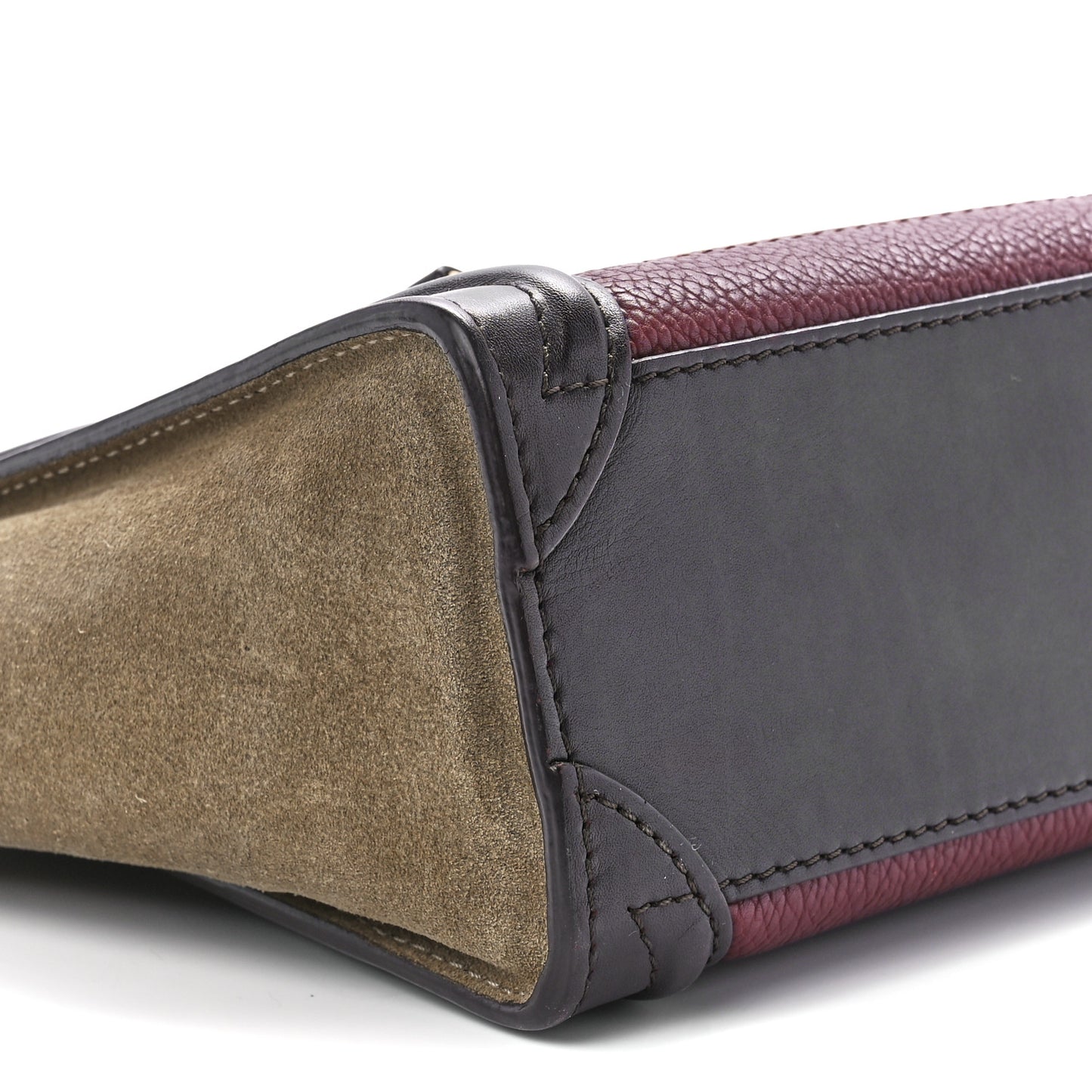 Calfskin Suede Nano Tri-Color Luggage Burgundy