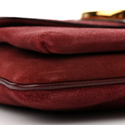 Gucci Suede Medium Arli Flap Shoulder Bag Vintage Bordeaux 9 of 10