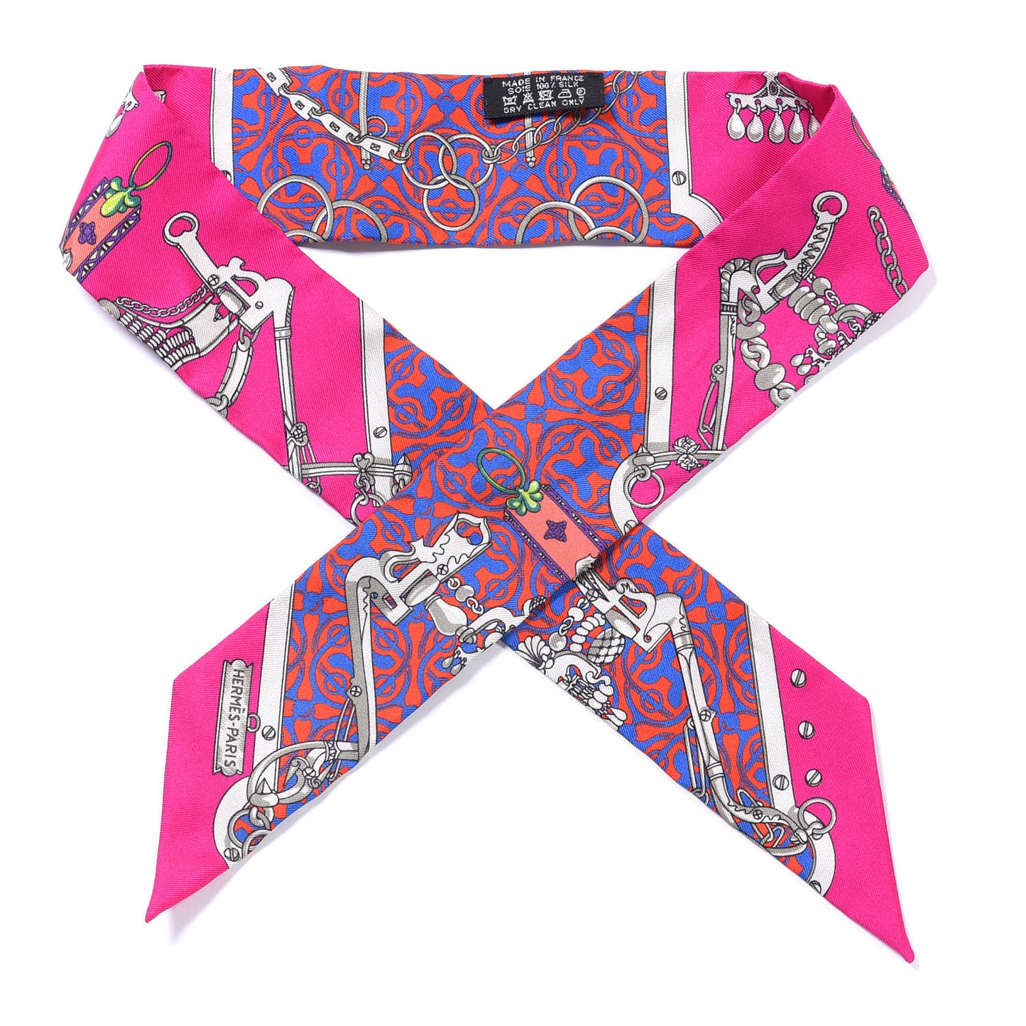 Silk Mors Et Gourmettes Remix Twilly Fuchsia Bleu Corail