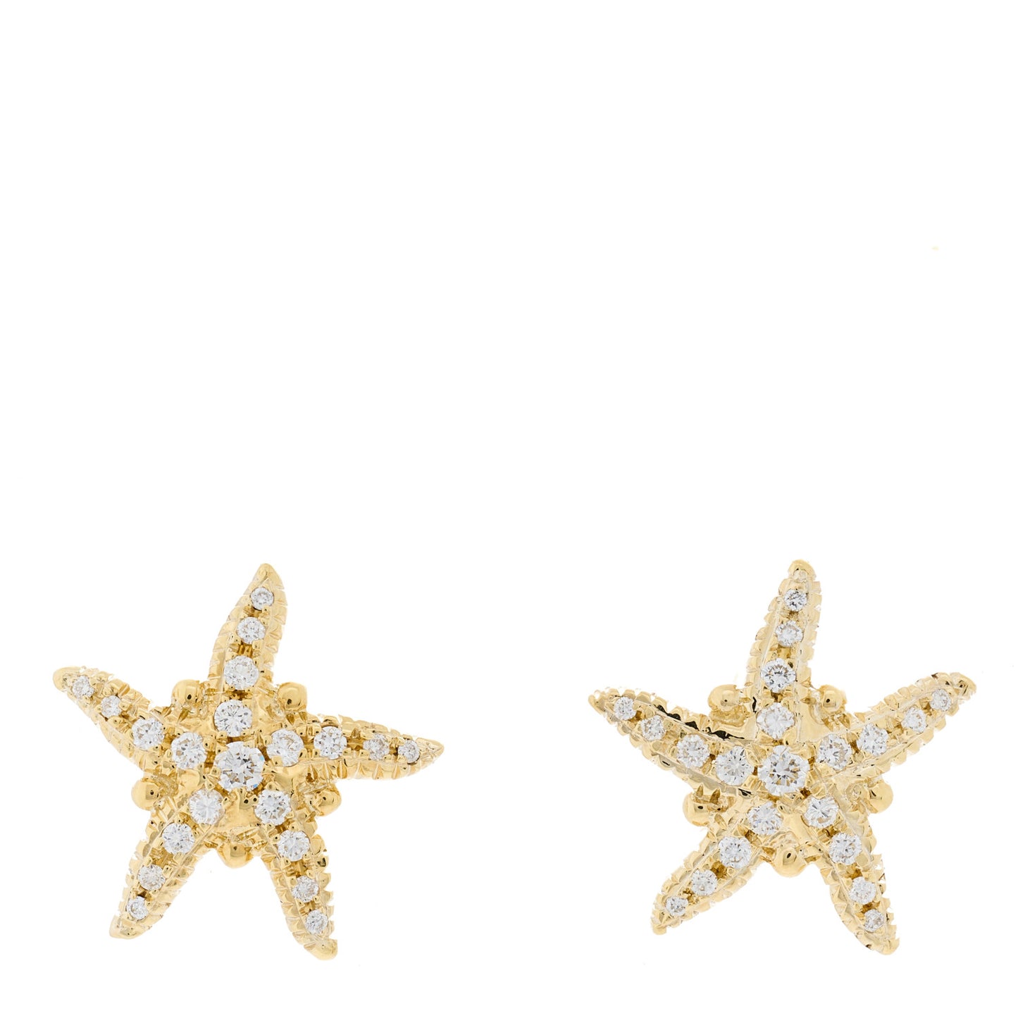 18K Yellow Gold Diamond Sea Star Earrings
