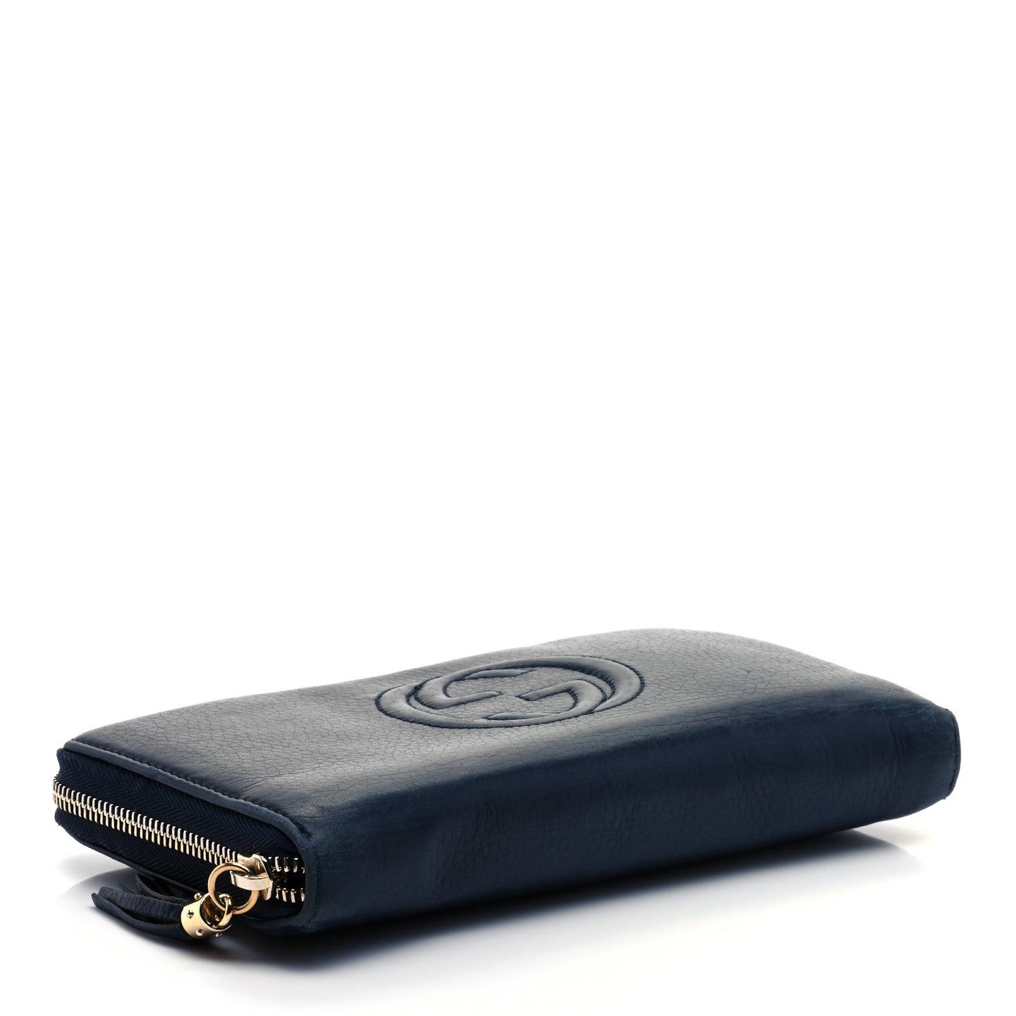 Pebbled Calfskin Soho Zip Around Wallet Blue