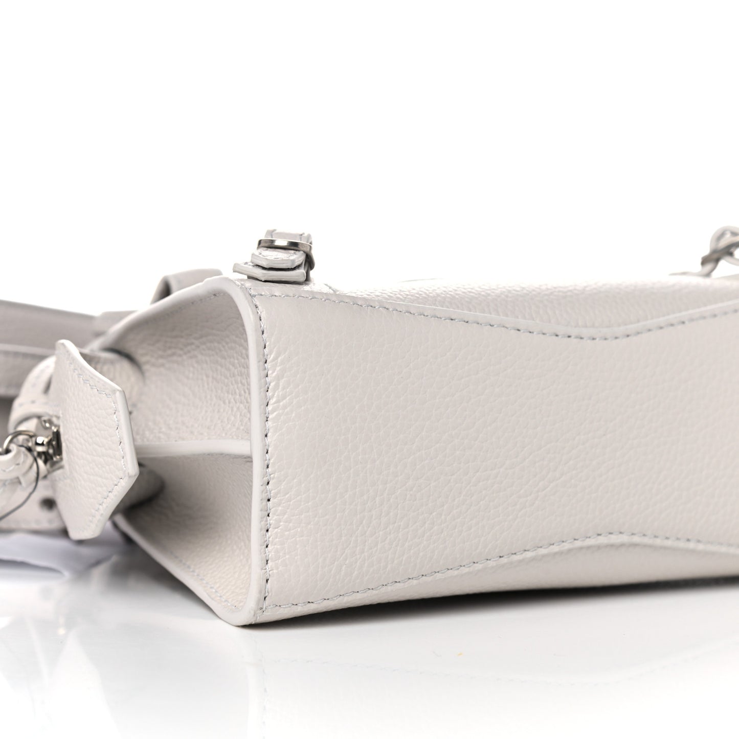 Grained Calfskin Neo Classic Silver Hardware Nano City Crossbody Chalky White