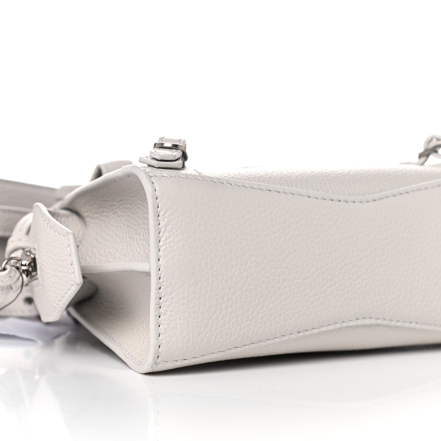 Balenciaga Grained Calfskin Neo Classic Silver Hardware Nano City Crossbody Chalky White 7 of 9