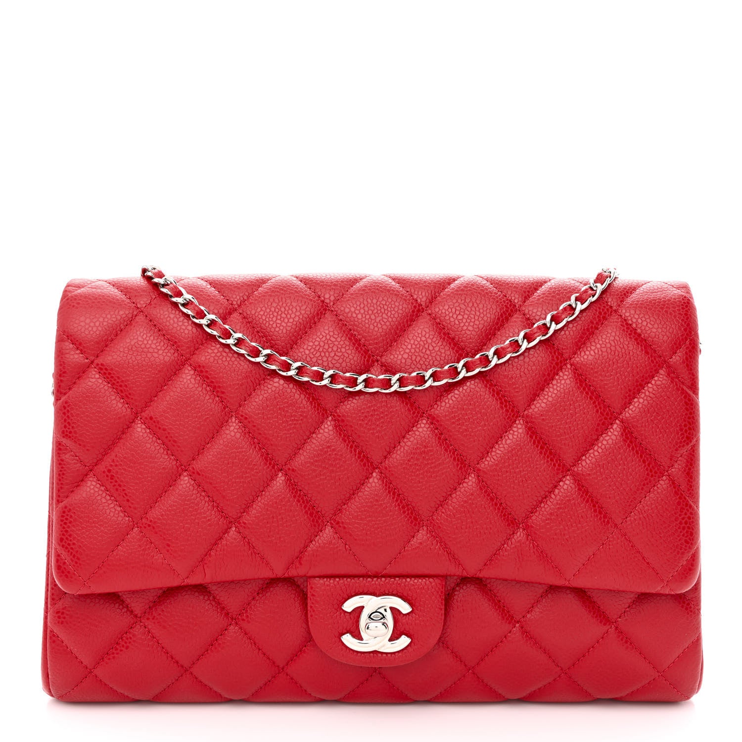 Chanel Caviar Quilted Clutch With Chain Flap Red 1 of 11