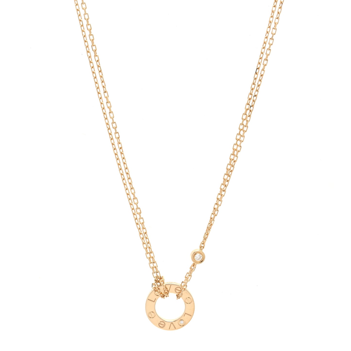 18K Yellow Gold 2 Diamond LOVE Necklace