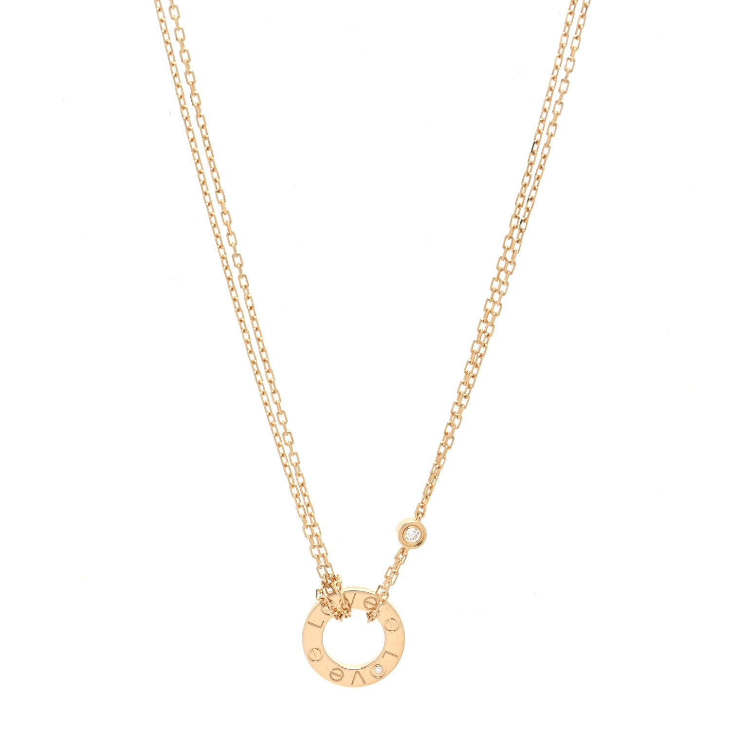 Cartier 18K Yellow Gold 2 Diamond LOVE Necklace 1 of 6